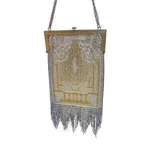 Antique Art Nouveau Micro-Glass Bead Tapestry Purse
